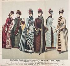 1885 THE NEW YORK FASHION BAZAR BOUND VOLUME - 12 MONTHS  13 COLOR SUPPLEMENTS