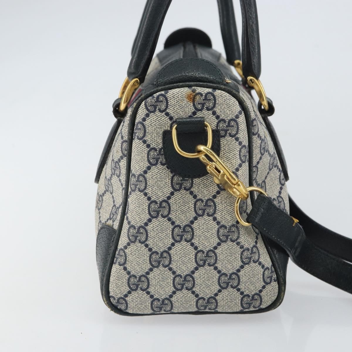 GUCCI GG Supreme Sherry Line Bag PVC 2way Navy Red gold 002 39