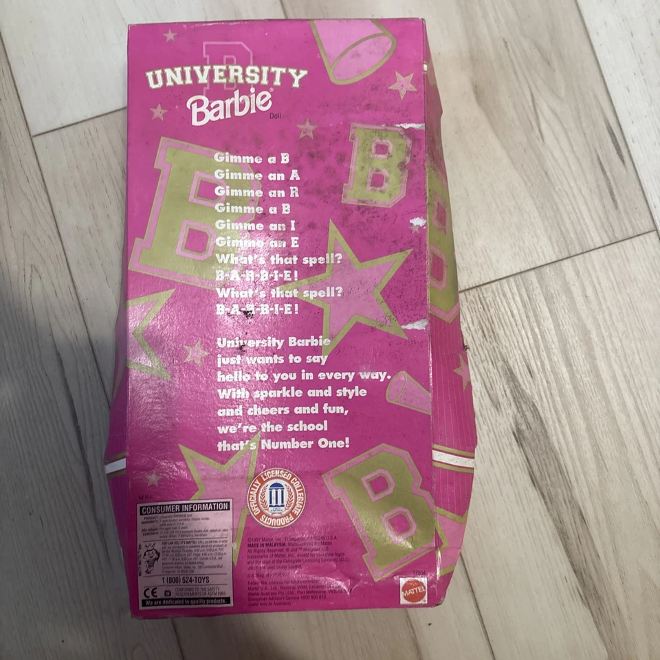 Muñeca Barbie 1997 vintage Universidad de Tennessee Cheerleader Mattel #17554 NRFB Foto 3 de 4