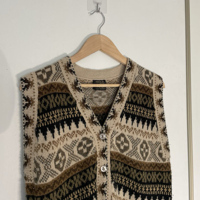 Artesanias Inca Jr 100% Alpaca Handmade Sweater Vest Size M Fair Isle Peru