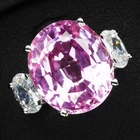 925 Sterling Silver White Gold Ring Gleaming Rose Pink Sapphire 8.95Ct Size 4.75