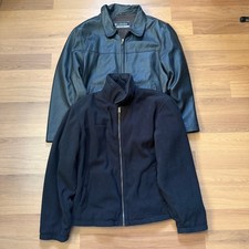 Men's Columbia Sportswear Black Leather Fleece 3-In-1 Zip In Heavy Jacket Sz XL
