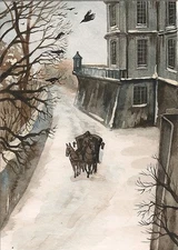 ACEO PRINT OF PAINTING RYTA RAVEN CROW HORSE LANDSCAPE ART CASTLE XMAS GOTHIC 🌗