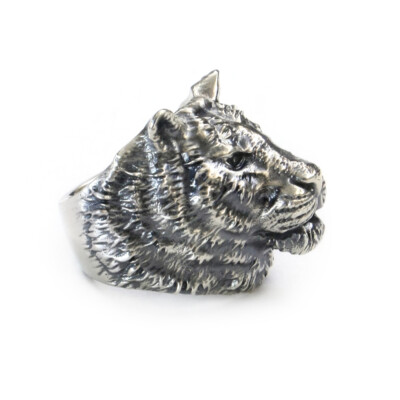 Huge 925 Sterling Silver Tiger Rings Rock Punk Jewelry