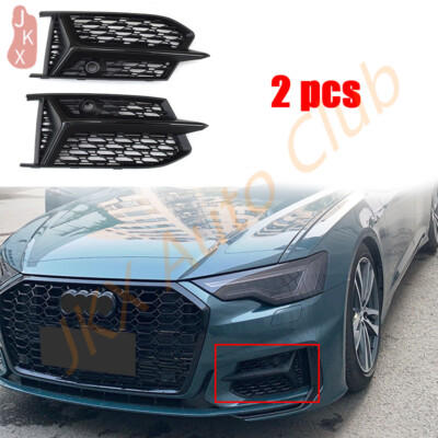 Refit For Audi A6 19-22 S6 C8 2020-22 Pair Front Bumper Fog Light Cover LH+RH