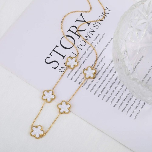 Hot Sale Stainless Steel Laser Five Leaf Flower Petal Adjustable Clover Bracelet - Picture 25 of 47