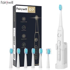 Fairywill Sonic Electric Toothbrush USB Rechargeable 6 Brush Heads 5 Modes Timer