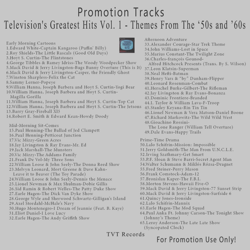 Themes.. White CD. Television's Greatest Hits Vol. 1 - Themes From The 50s & 60s