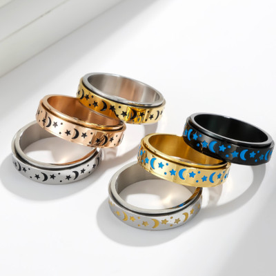 Titan Mond Sterne personalisierter Fidget Spinner Ring Stressabbau