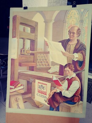 MILO WINTER - WILLIAM CAXTON - JUMBO VINTAGE 1931 POSTER PRINT -35 X 26 RARE