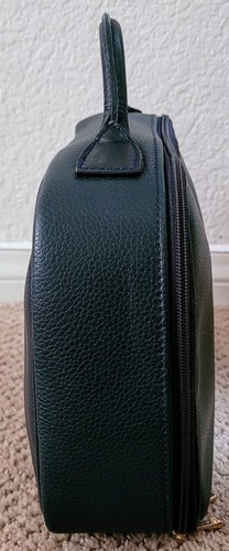 AUTH LONGCHAMP TOP HANDLE LEATHER COSMETIC VANITY BAG PREOWNED NAVY BLUE MEDIUM - Picture 4 of 18