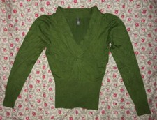 Amisu Ladies Green V-neck Jumper Size XS D 34...