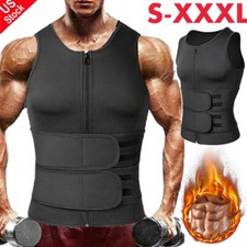 Men Neoprene T-Shirt Waist Trainer Body Shaper Tank Top Sauna Suit Sweat Vest US