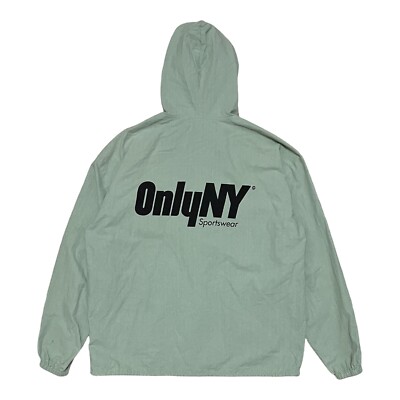 Only NY Court Logo Full Zip Hooded Windbreaker Jacket Green Men