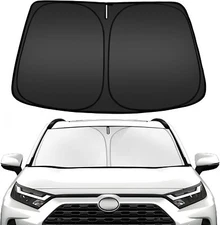 ARISMOTOR Windshield Sun Shade for Toyota RAV4 2019-2025, Black & Silver 