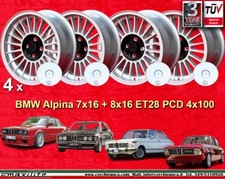 4 Cerchi BMW E30 E21 Alpine 7x16 + 8x16 ET28 4x100 Wheels Felgen Jantes
