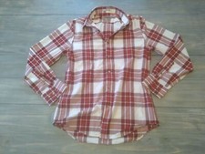 Express Men's Fitted Long Sleeve Shirt Medium 15 - 15 1/2 Red White Plaid