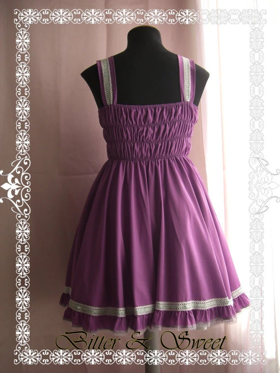 Vestido clásico violeta -Lolita-Dama-Cosplay-Halloween-Vestido de fantasía-Cóctel-Disfraz Foto 3 de 3