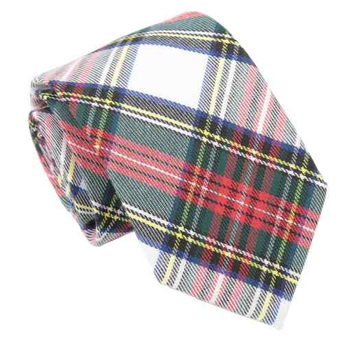 White Tartan Plaid Modern Classic Tie Pocket Square Lapel Pin by DQT - Picture 1 of 6