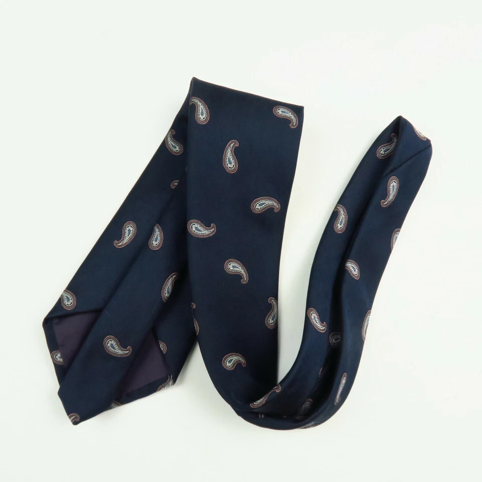 Corbata de Colección Halston III Para Hombre Azul Punto Pasiley 56"x3.5" Años 80 Retro Preppy Foto 4 de 4