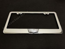 1xcadillaccrestlogo 3d Emblem Stainless Steel License Plate Frame Screw Cap