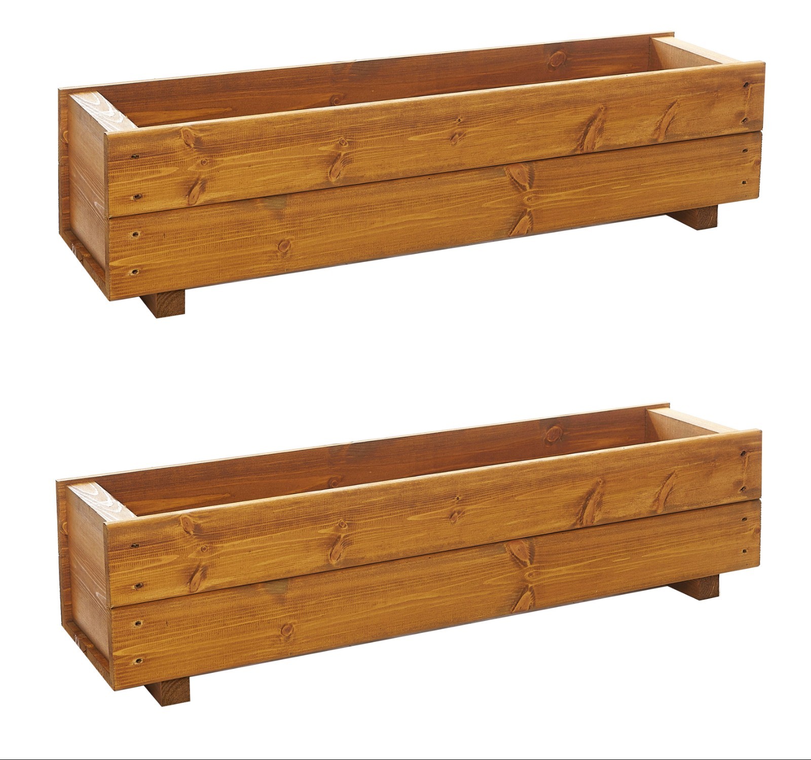 Wooden Garden Planter Troughs Outdoor Plant  Herb Pots Large 90cm Set of 2