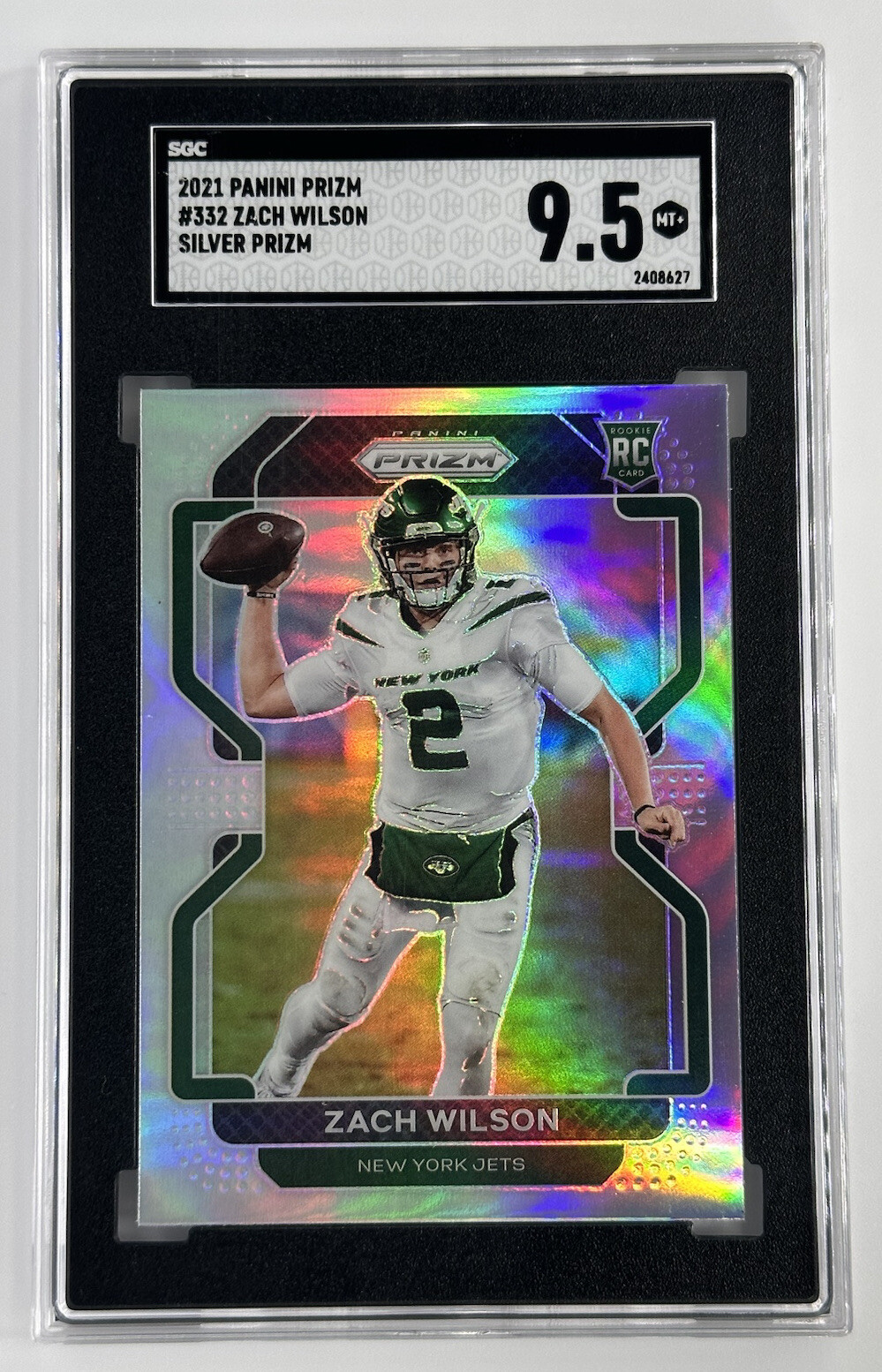 2021 Panini Prizm Zach Wilson Silver Prizm Holo RC #332 SGC 9.5 GEM Mint Jets