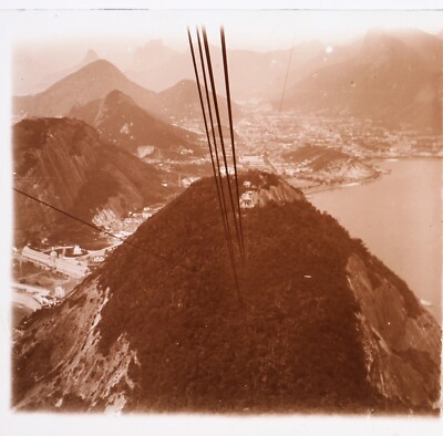 BRESIL Rio De Janeiro Seilbahn C1910 Foto Glasplatte Stereo Vintage VR