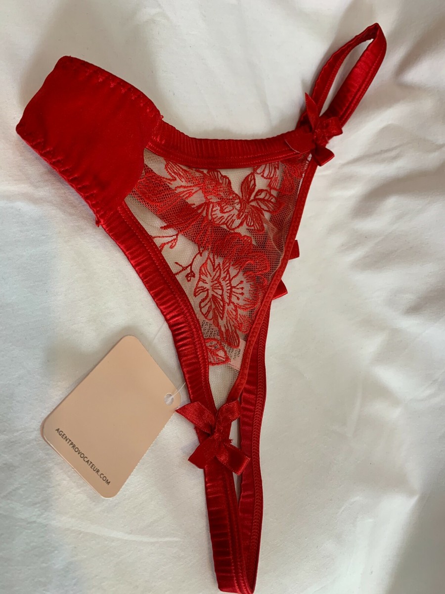 Vintage Agent Provocateur Gloria Red Lace Thong Size Extra Small