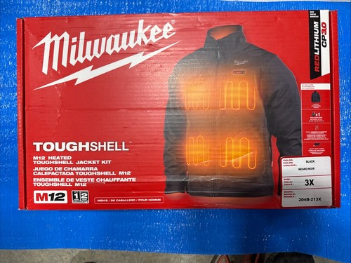 Milwaukee M12 Heated Toughshell Jacket Kit Black 3X-Large Battery 204B-213X NEW - Picture 2 of 5