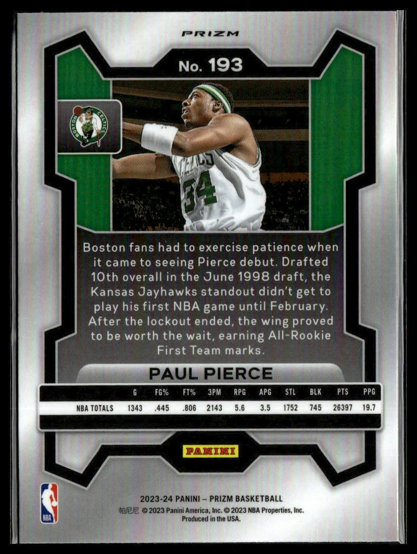 2023-24 Panini Prizm #193 Paul Pierce Prizms Pink Ice | eBay