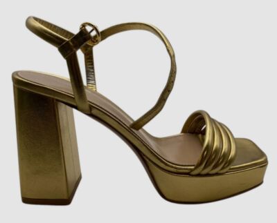 Gianvito Rossi Women's Gold Lena 45 Leather Sandals Shoes Size 35.5