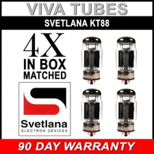 New Plate Current Matched Quad (4) Svetlana KT88-SV Gold Grid Tubes