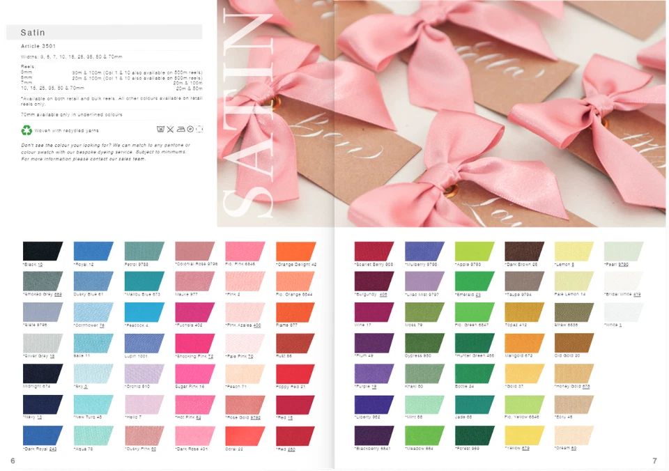 Berisfords Double Satin Ribbon Widths 3 7 10 15 25 35 50mm - Image 2 of 4