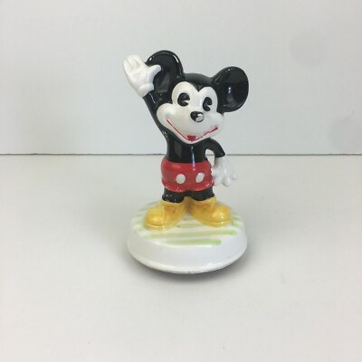 Vtg Mickey Mouse March Musical Schmid Spinning Windup Ceramic Figurine Disney