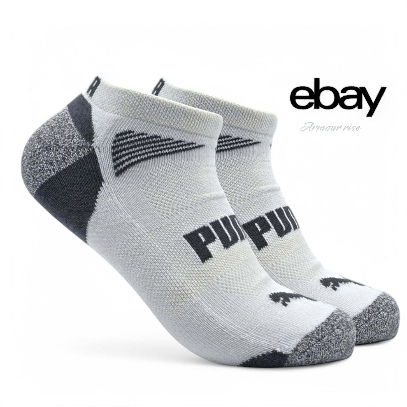 Men's white Puma socks Low cut  No Show white socks 8 Pair