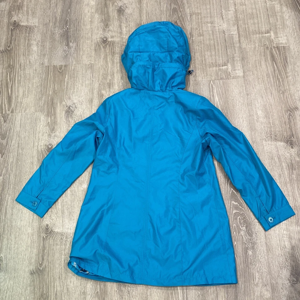 Chaqueta Abrigo Mujer Dennis Basso Azul Abotonada Poliéster Capucha Talla Mediana Foto 2 de 4