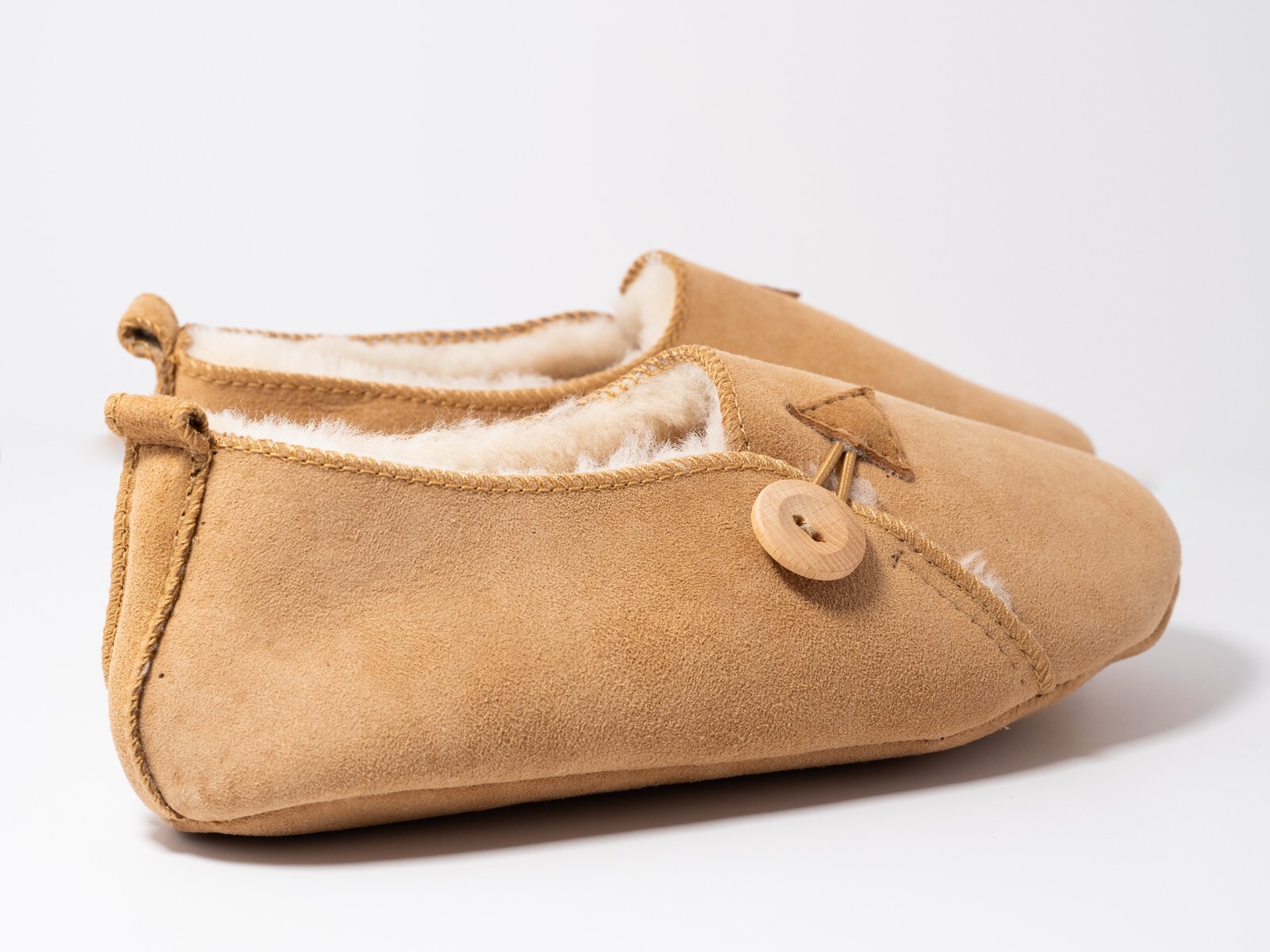 SAOLA Pantofole donna vera pelle di pecora beige 100% vera pelliccia fatte a mano SUOLA MORBIDA