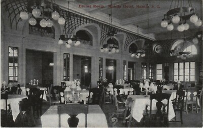 PC PHILIPPINES, MANILA, MANILA HOTEL, DINING ROOM, Vintage Postcard (b39086)