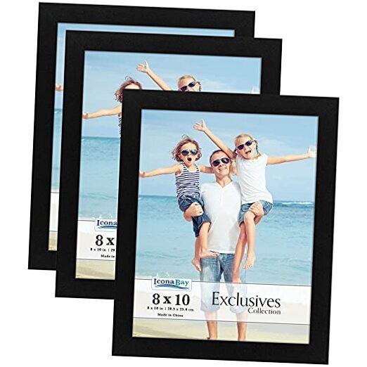 Picture Frames (3 Pack), Sturdy Wood Composite Photo Frames 8 x 10, 8x10 Black-image