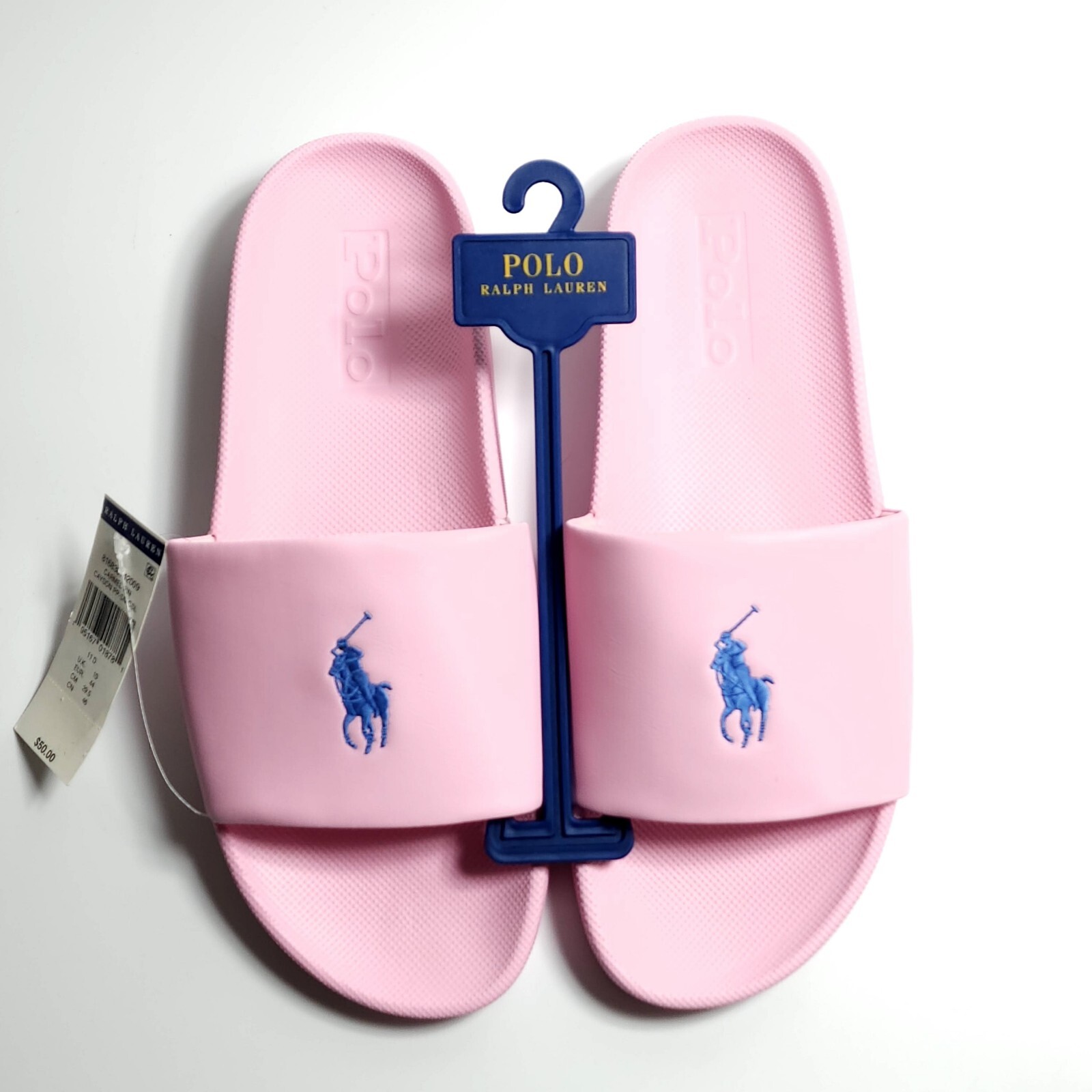 Polo Ralph Lauren Men's Pink Sandals Big Pony Embroidered Pony Slippers