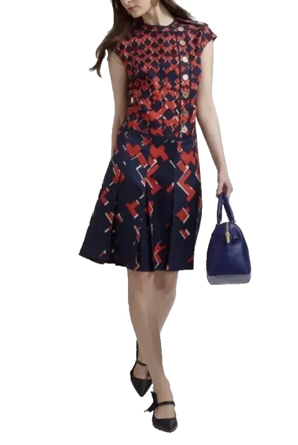 Abito donna Tory Burch Truman plissettato in seta taglia 12