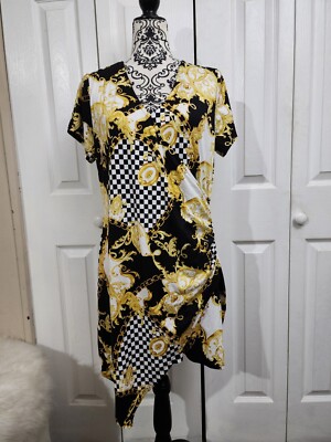 Iris Plus Size Faux Wrap Asymmetrical Hem Ruched Side Short Sleeve Dress Size 2X