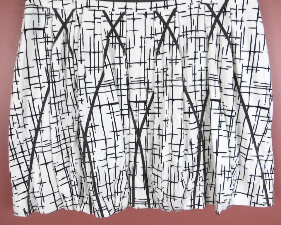 SK13216- NEW GRACE ELEMENTS Mujer Algodón Plisado Falda Geométrica Blanca Talla 12 Foto 4 de 4