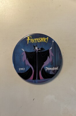 Vintage DLR Disneyland Fantasmic Maleficent 1992 Disney Pinback Button