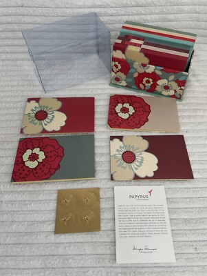 Papyrus Box Notizkarten x40 Plus Lined Envilopes x40 & Flower Designs RARE #2