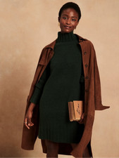 Banana Republic Mock Neck Sweater Dress | Deep Green S Tall  #772571 NWT 