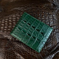 Crocodile Green Bifold Leather Wallet Men's Skin Billfold Wallet Gift For Dad