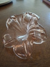Vintage blown glass lily single long stem art glass clear