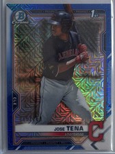 Topps 2021 Bowman Chrome Jose Tena Blue Mojo Refractor /150 BCP-128 Indians